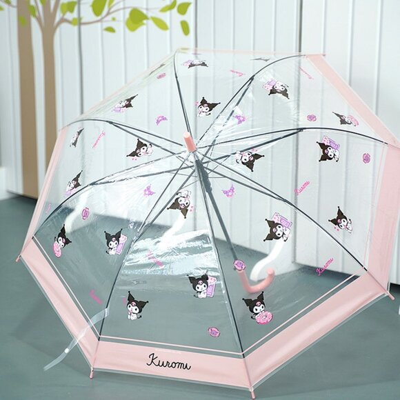 Sanrio Kuromi Semi-Auto Transparent Cute Fashionable Dome Vinyl Umbrella - Picture 7 of 8